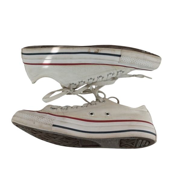 CONVERSE! ICONIC ALL STAR WHITE CANVAS & RUBBER LOW TOP SNEAKERS! SZ 7W - Picture 6 of 10